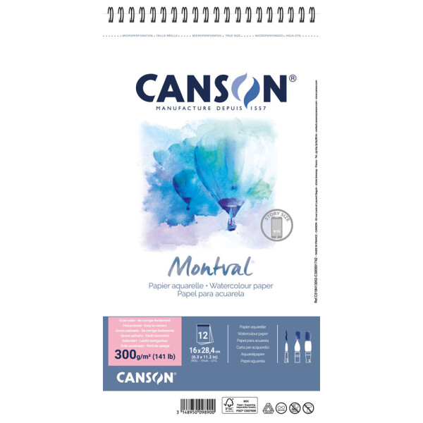 CANSON Aquarellblock "Montval", 160 x 284 mm, 300 g qm