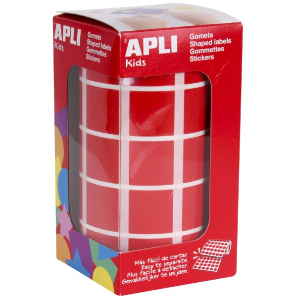 APLI Kids Sticker Creative "Quadrat", auf Rolle, rot