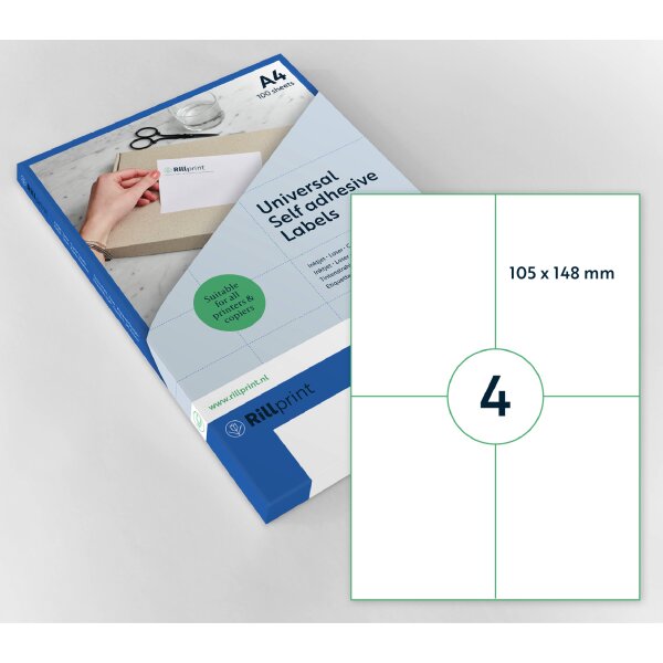 rillprint Universal-Etiketten, 105 x 74 mm, wei&szlig;