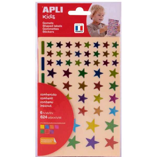APLI kids Sticker "Sterne", Metallicfarben, farbig sortiert