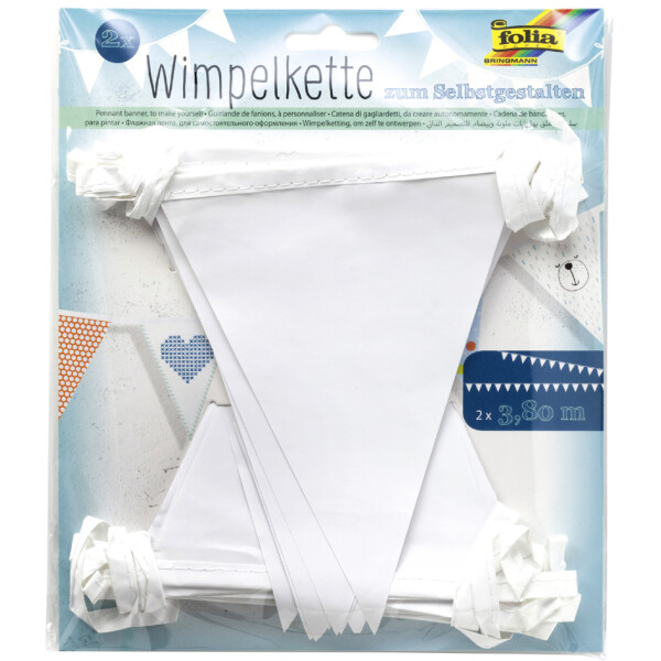 folia Wimpelkette "Basic", Länge: 3,80 m, weiß