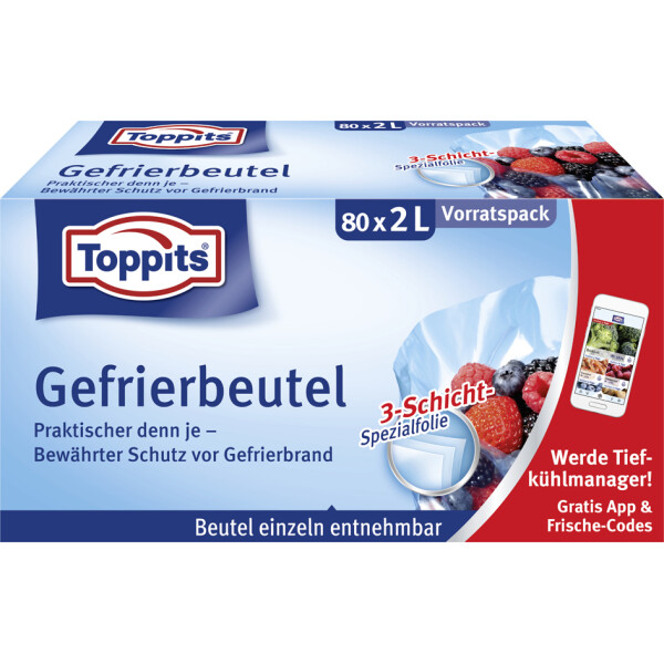 TOPPITS Gefrierbeutel, 25 x 4 Liter, 250 x 340 mm