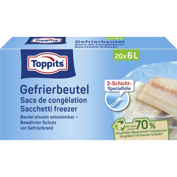 TOPPITS Gefrierbeutel, 25 x 4 Liter, 250 x 340 mm