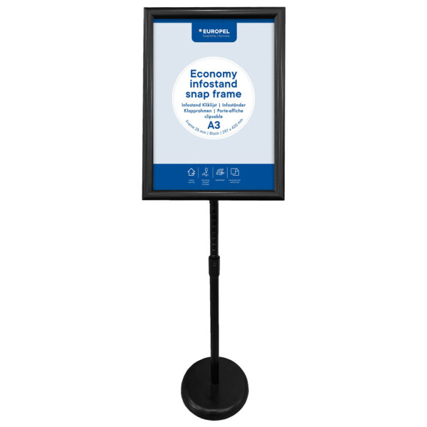 EUROPEL Infost&auml;nder ECONOMY + Plakatrahmen, DIN A4, schwarz