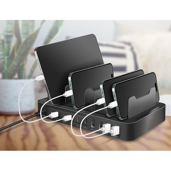 LogiLink USB-Ladestation, 4x USB-A &amp; 6x USB-C, 120 Watt