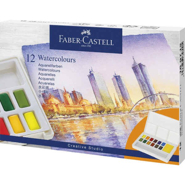 FABER-CASTELL Aquarellfarbe in Näpfchen, 12er Etui