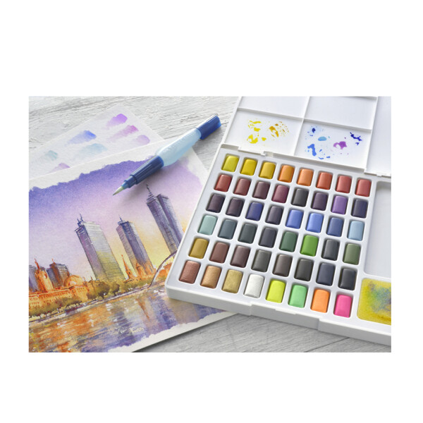 FABER-CASTELL Aquarellfarbe in Näpfchen, 12er Etui