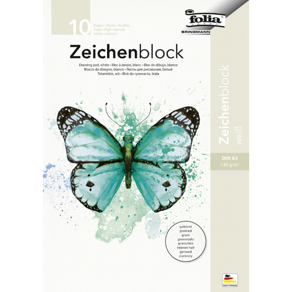 folia Zeichenblock, 140 g qm, DIN A4, gek&ouml;rnt, 20 Blatt