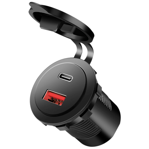 LogiLink Dual-KFZ-Einbau-Ladeadapter, USB-A &amp; USB-C Kupplung
