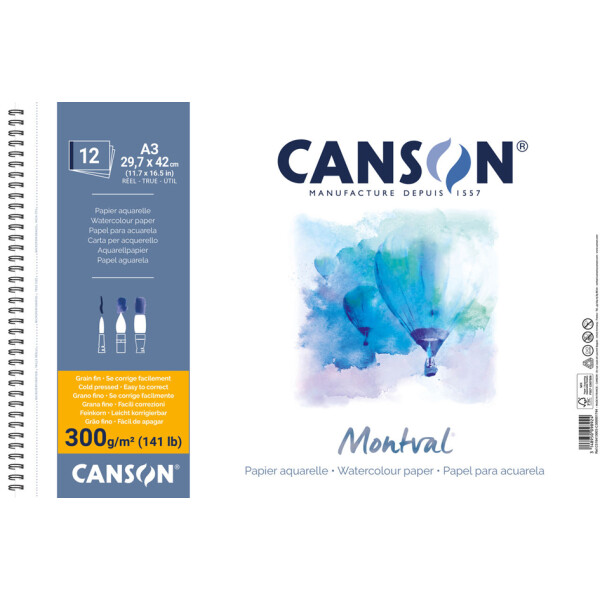 CANSON Aquarellblock "Montval", DIN A3, 300 g qm
