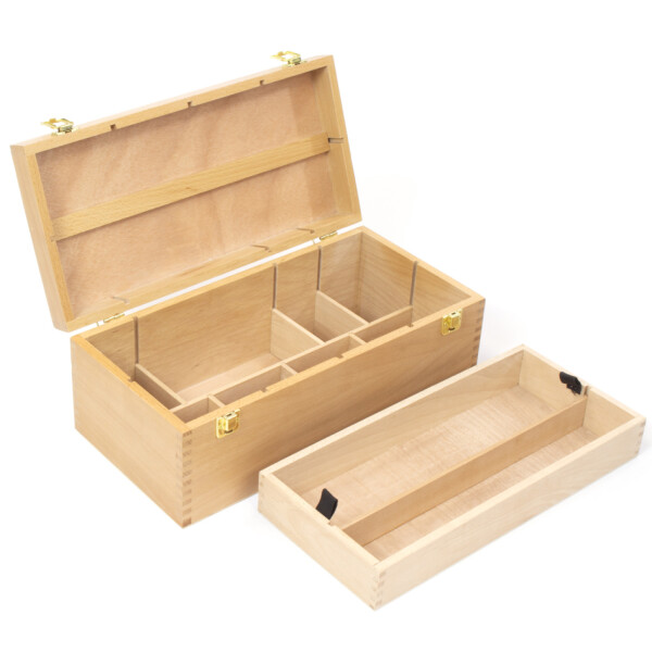 kangaro Künstler-Utensilienbox, 2 Etagen, Buchenholz