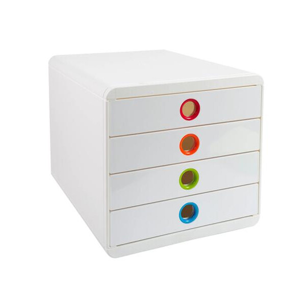 EXACOMPTA Schubladenbox POP-BOX, 4 Schübe, weiß Harlekin