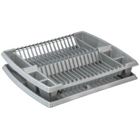 plast team Geschirrablaufkorb mit Tablett, silber