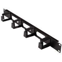LogiLink 19" Kabelführungspanel, 1 HE, mit 4...