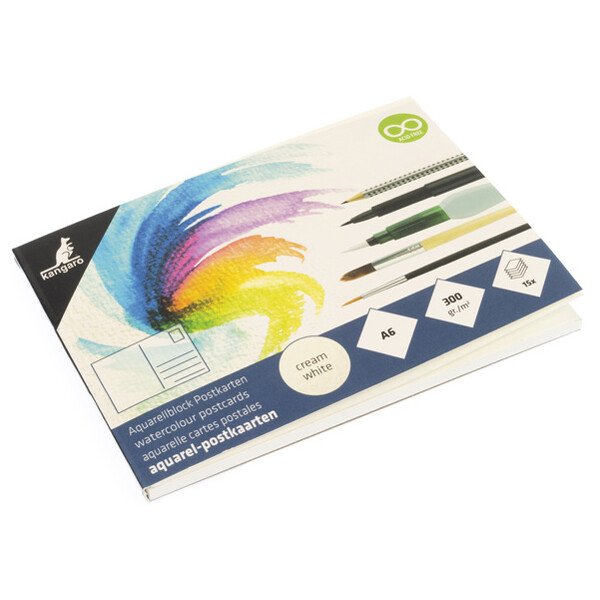 kangaro Aquarell-Postkarten-Block, DIN A6, 15 Blatt