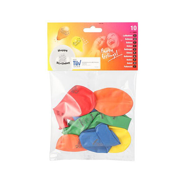PAPSTAR Luftballons "Happy Birthday", farbig sortiert