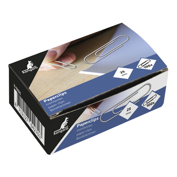 kangaro Büroklammern, verzinkt, 25 mm, silber