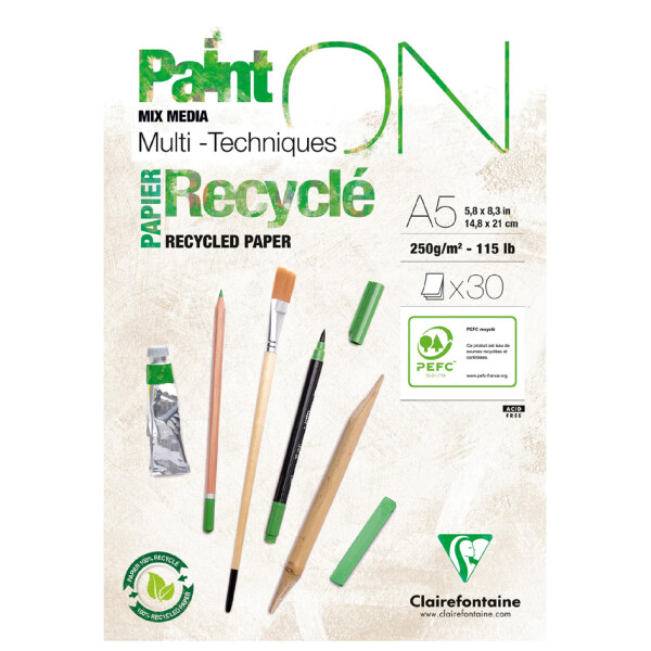Clairefontaine Zeichenpapierblock PAINTON Recycl&eacute;, DIN A3