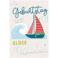 SUSY CARD Geburtstagskarte Round "Segelboot"