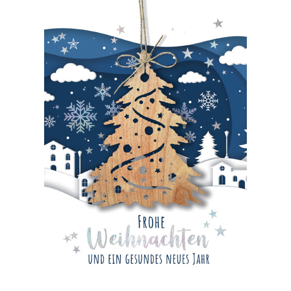 CACTUS Weihnachtskarte "Stern" mit Holzapplikation