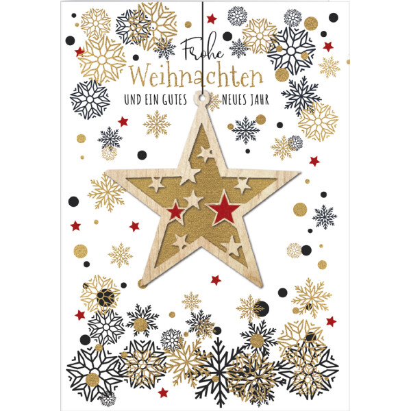 CACTUS Weihnachtskarte "Stern" mit Holzapplikation