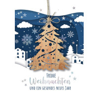 CACTUS Weihnachtskarte "Stern" mit Holzapplikation