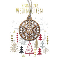 CACTUS Weihnachtskarte "Stern" mit Holzapplikation