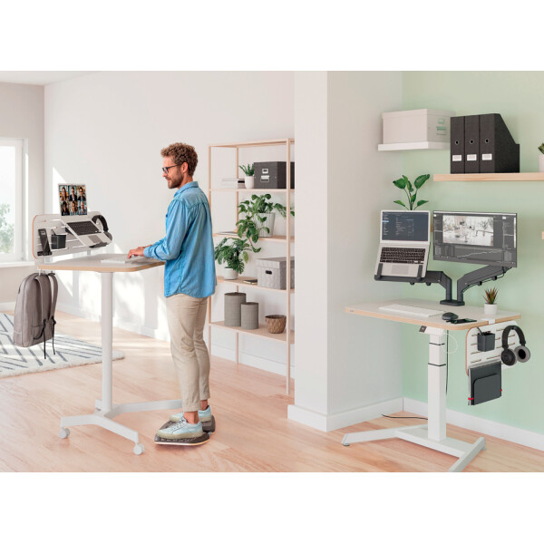 LEITZ Sitz-Steh-Schreibtisch Ergo Compact, weiß, mit Rollen
