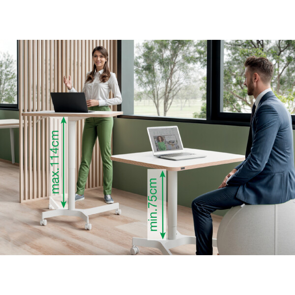 LEITZ Sitz-Steh-Schreibtisch Ergo Compact, weiß, mit Rollen