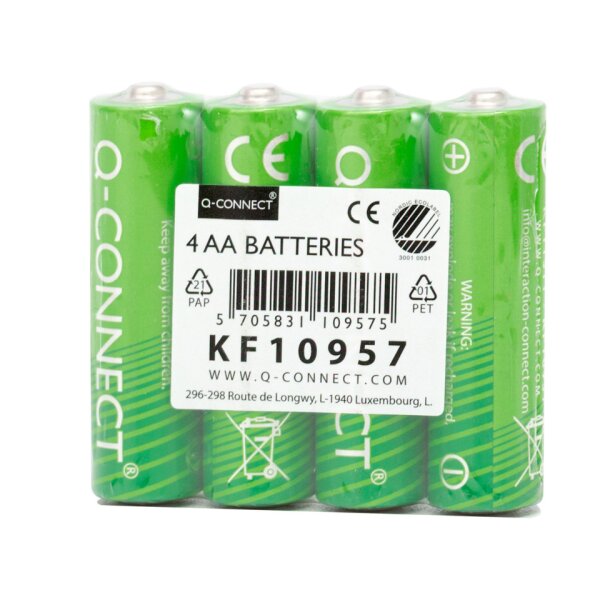 Q-CONNECT Batterie Alkali-Mangan, LR6 AA Mignon, 4 St&uuml;ck KF10957