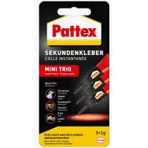 Pattex Sekundenkleber MINI TRIO, 3 Tuben à 1 g