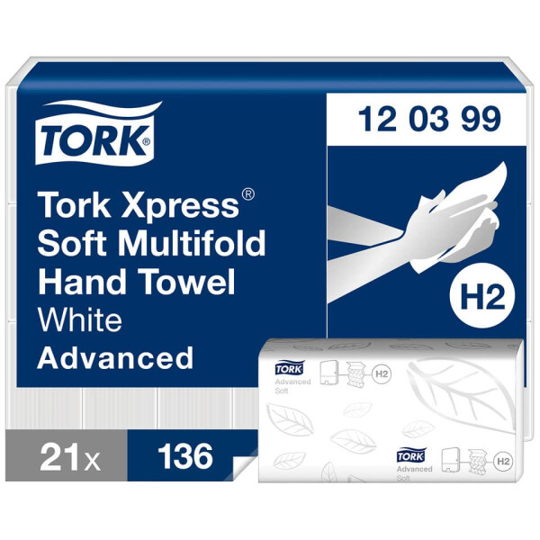 TORK Xpress Multifold Handtücher, 2-lagig, weiß, 21x 136 Tücher