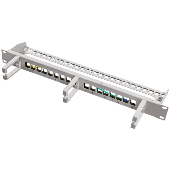 LogiLink 19" Keystone Patch Panel, 16 Port, geschirmt, grau