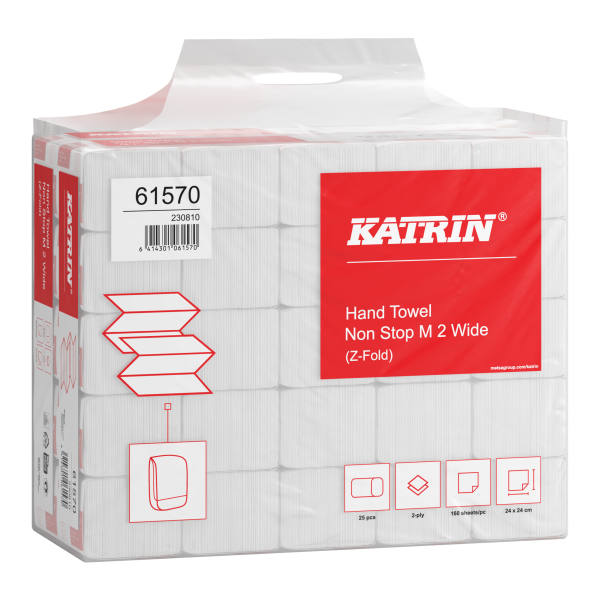 KATRIN Z-Falz Falthandt&uuml;cher Non Stop M2 naturwei&szlig; 2-lagig - 1/2 Palette (64.000 Blatt)