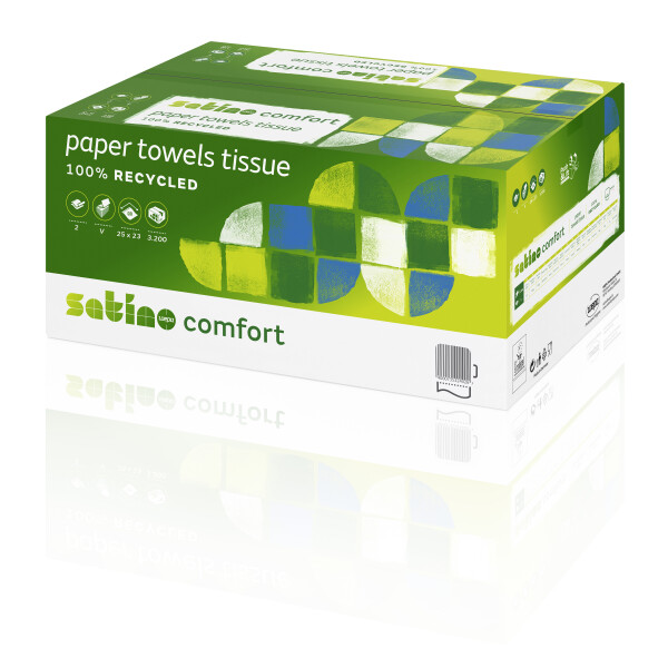 SATINO Comfort V-Falz Falthandt&uuml;cher PT3 wei&szlig; 2-lagig -  1 Palette (102.400 Blatt)