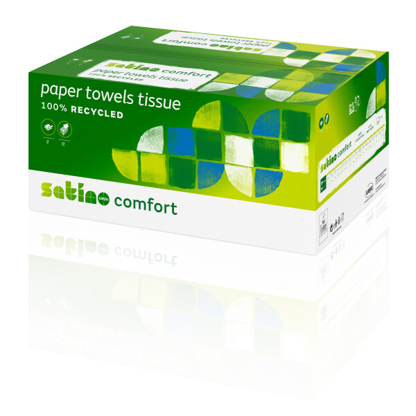 SATINO Comfort C-Falz Falthandt&uuml;cher PT3 wei&szlig; 2-lagig - 1/2 Palette (49.152 Blatt)