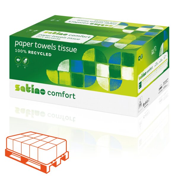 SATINO Comfort C-Falz Falthandt&uuml;cher PT3 wei&szlig; 2-lagig - 1/4 Palette (24.576 Blatt)