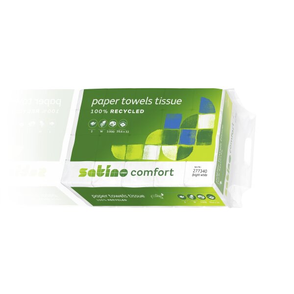 SATINO Comfort W-Falz Falthandt&uuml;cher PT2 hochwei&szlig; 2-lagig - 1 Palette (120.000 Blatt)
