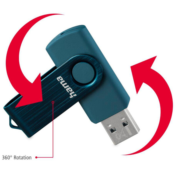 hama USB 3.0 Speicherstick "Rotate", 128 GB, petrolblau