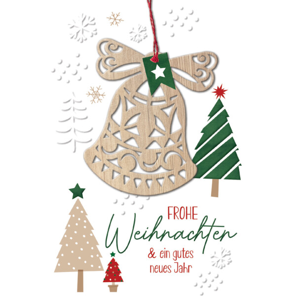 CACTUS Weihnachtskarte "Schneemann", mit Holzapplikation
