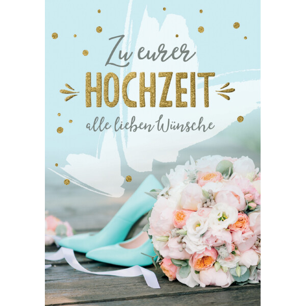 CACTUS Hochzeitskarte "Schuhe und Blumenstrauß"
