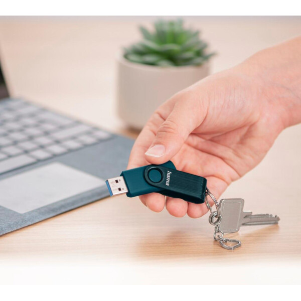 hama USB 3.0 Speicherstick "Rotate", 64 GB, petrolblau