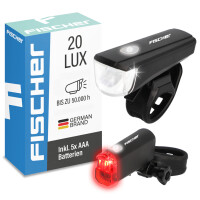 FISCHER Fahrrad-LED-Batterie-Beleuchtungs-Set, 20 Lux