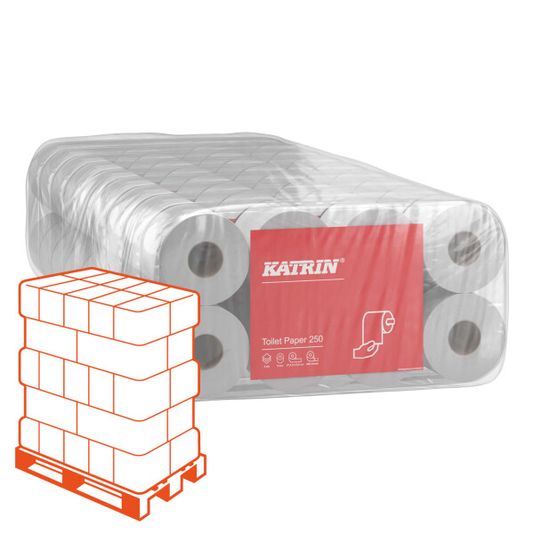 KATRIN Recycling Toilettenpapier 3-lagig naturwei&szlig; - 1 Palette (1.512 Rollen)