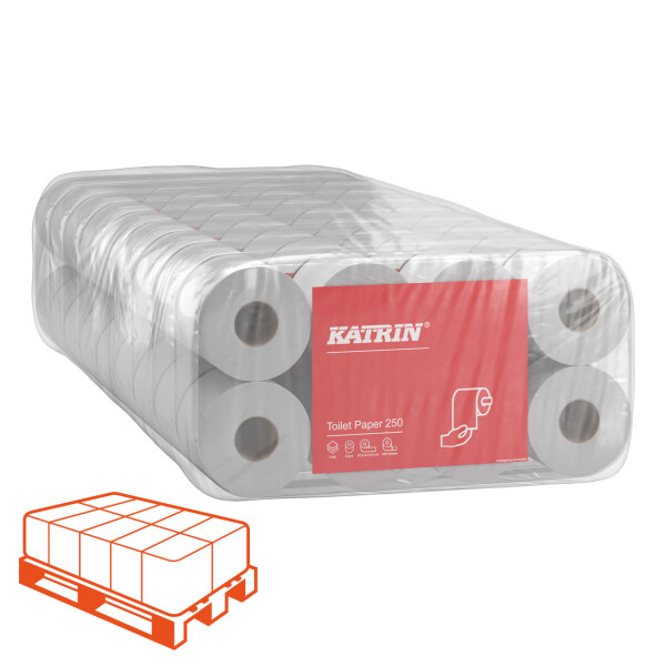KATRIN Recycling Toilettenpapier 3-lagig naturweiß - 1/4 Palette (432 Rollen)