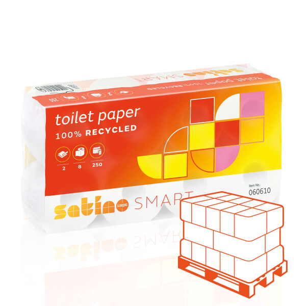 SATINO Smart Recycling Toilettenpapier 2-lagig wei&szlig; - 1/2 Palette (1.088 Rollen)
