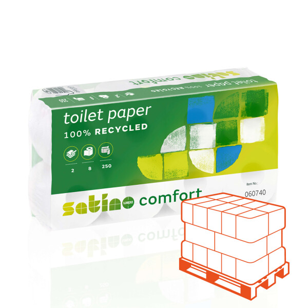 SATINO Comfort Recycling Toilettenpapier 2-lagig hochwei&szlig; - 1/2 Palette (1.088 Rollen)