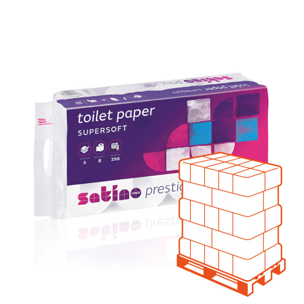 SATINO Prestige Toilettenpapier 3-lagig hochweiß - 1 Palette (1.296 Rollen)