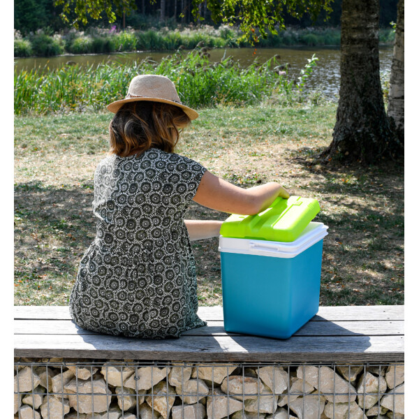 EDA K&uuml;hlbox, Kunststoff, 35 Liter, grau lagunenblau