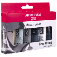 ROYAL TALENS Acrylfarbe AMSTERDAM graues Mischset, 6 x 20 ml